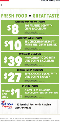 Opinii despre Chick To Sea Express în Nanaimo - Hospitality and gastronomy