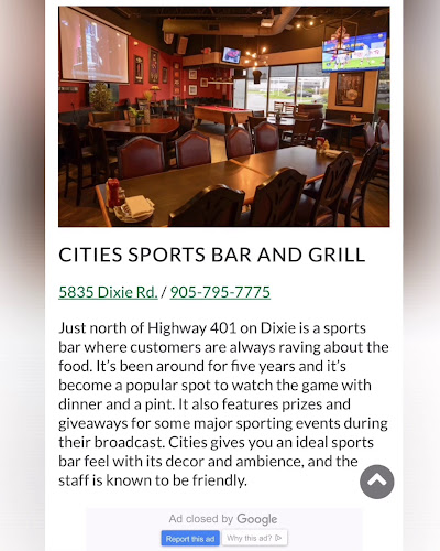 Opinii despre Cities Sports Bar & Grill în Mississauga - Hospitality and gastronomy