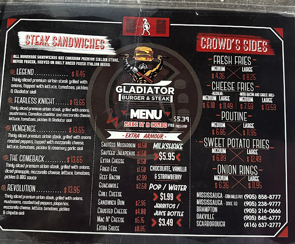 Gladiator Burger Oakville - Hospitality and gastronomy