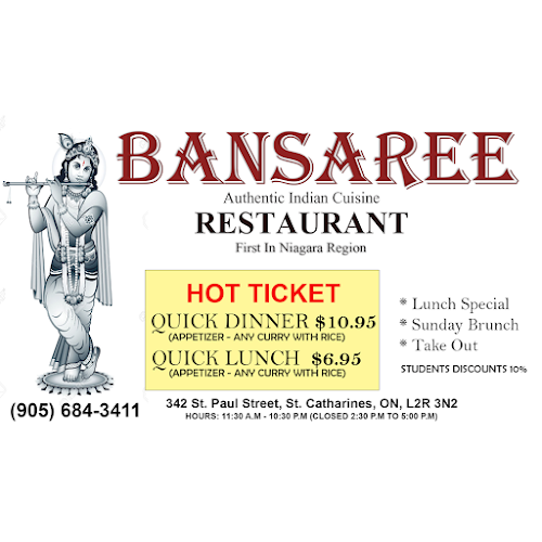 Opinii despre Bansaree Indian Restaurant în St. Catharines - Hospitality and gastronomy