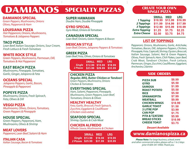 Opinii despre Damianos Pizza & Pasta în White Rock - Hospitality and gastronomy