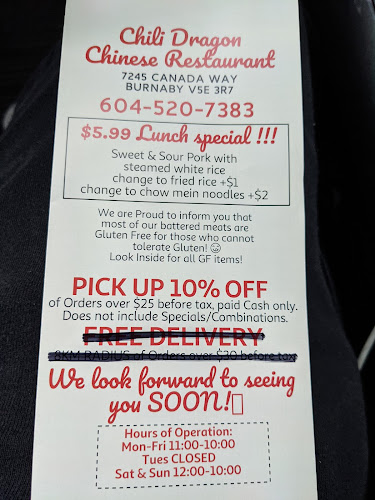 Chili Dragon Chinese Restaurant (Take Out Only) - Burnaby
