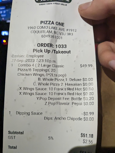 Pizza one Como Lake Village) - Coquitlam