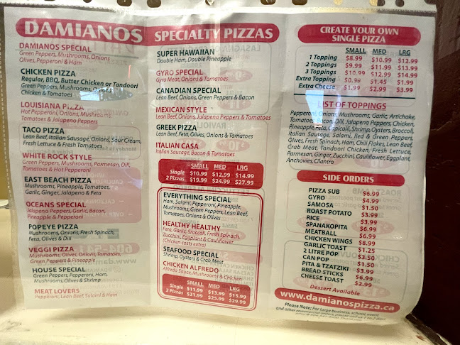 Opinii despre Damianos Pizza & Pasta în White Rock - Hospitality and gastronomy