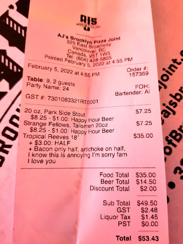 AJ's Brooklyn Pizza Joint - Vancouver