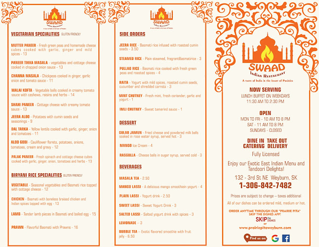 Swaad Indian Restaurant - Weyburn
