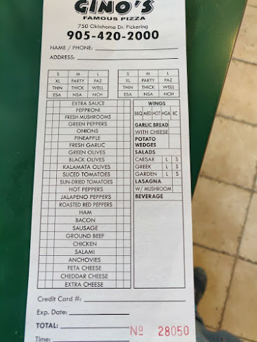 Opinii despre Gino's Famous Pizza în Pickering - Hospitality and gastronomy