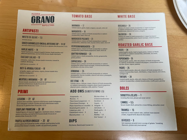 Opinii despre Grano Pizzeria în Vancouver - Hospitality and gastronomy