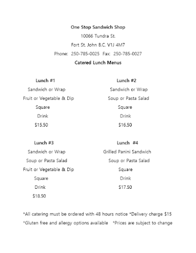 One stop sandwich shop - Hospitality and gastronomy