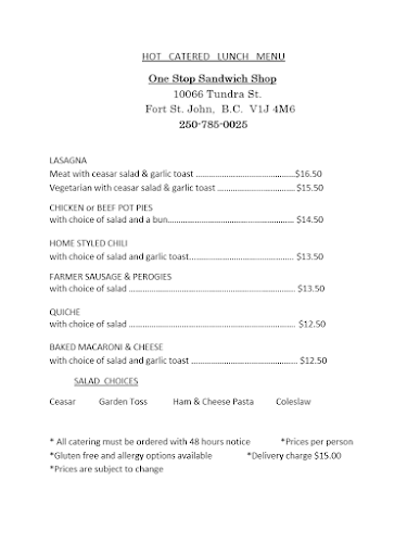 One stop sandwich shop