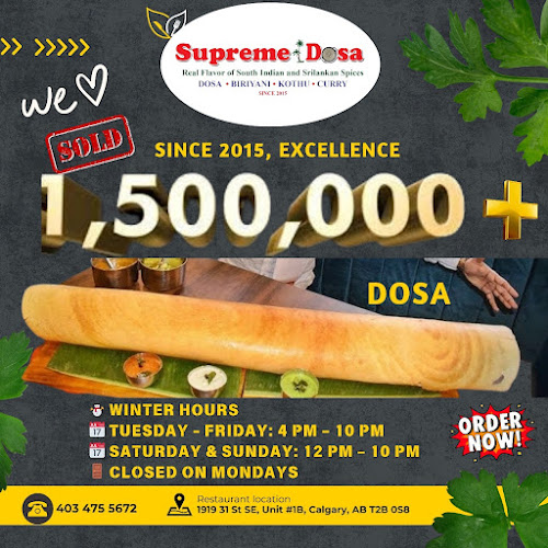 SI Foods(SUPREME DOSA)-Best Indian Restaurant, biryani, curry Dosa Place, South Indian & Sri Lankan food in Calgary - Hospitality and gastronomy