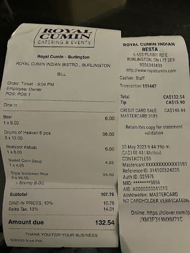 Royal Cumin BURLINGTON Indian & Hakka Bistro