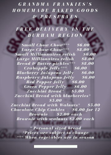 Grandma Frankie's Homemade Baked Goods & Preserves - Oshawa