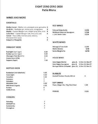 Eight Zero Zero Resto Lounge - Hospitality and gastronomy