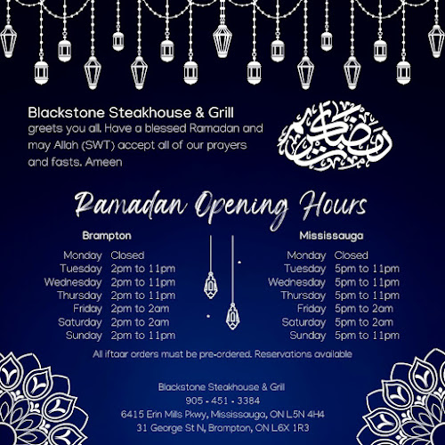 Opinii despre Blackstone Steakhouse and Grill - Mississauga în Mississauga - Hospitality and gastronomy