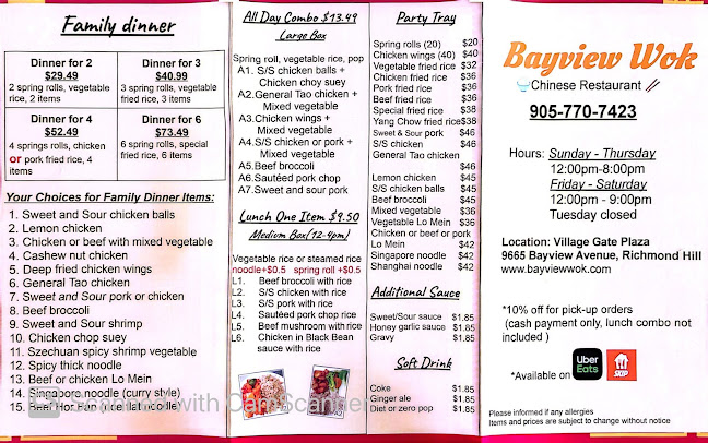 Opinii despre Bayview wok Chinese Restaurant în Richmond Hill - Hospitality and gastronomy