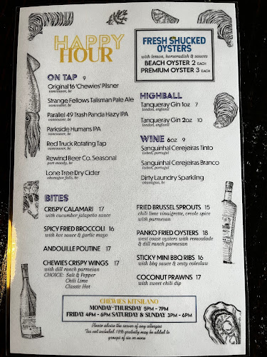 Opinii despre Chewies Oyster Bar Kitsilano în Vancouver - Hospitality and gastronomy